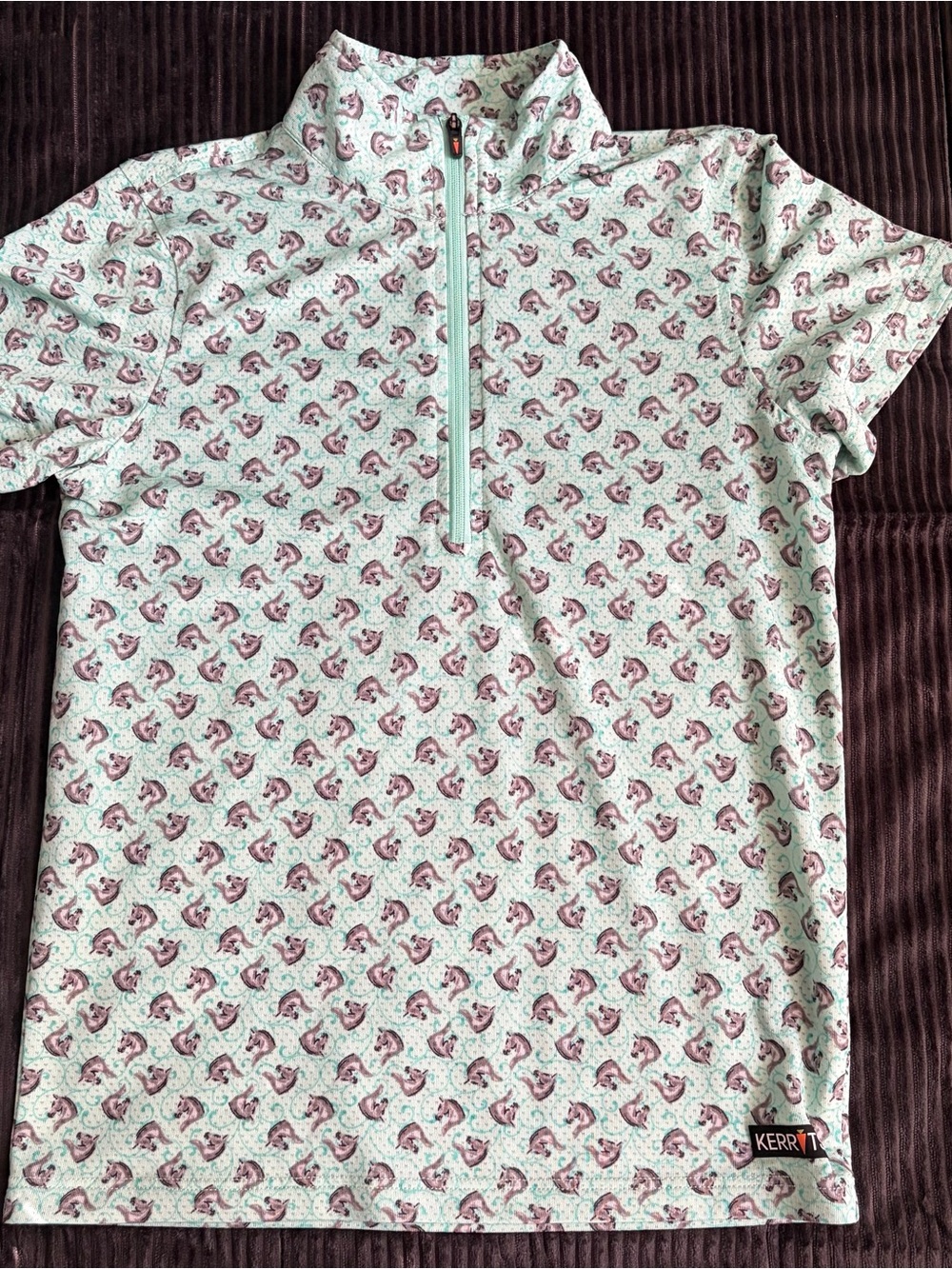 Kerrits IceFil UV Short Sleeve Riding Shirt Spearmint Pinwheel